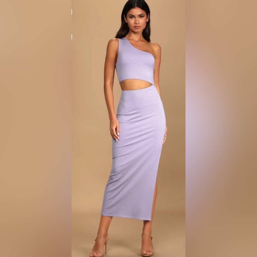Lavender One Shoulder Cutout Dress